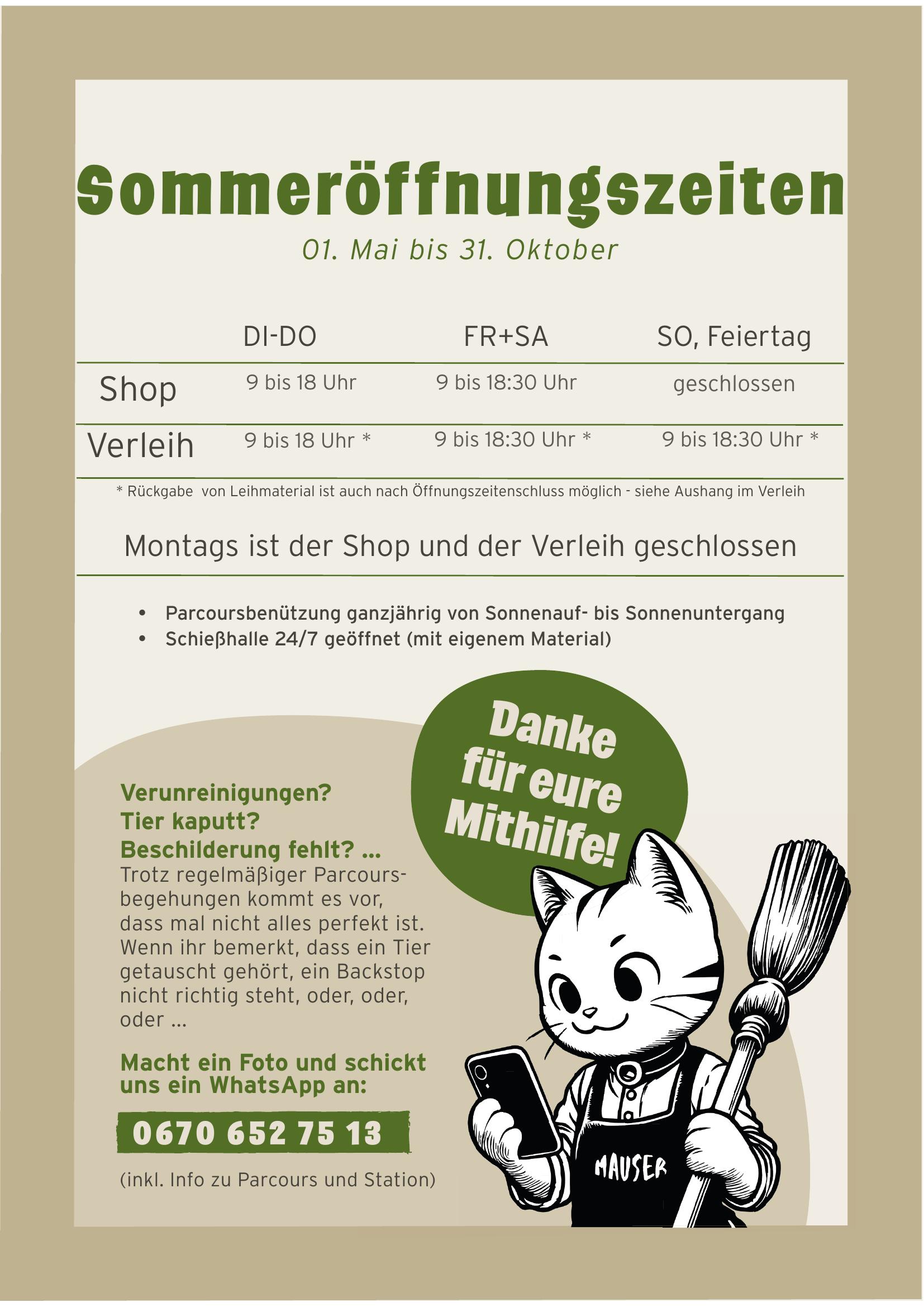 Öffnungszeiten Sommer
