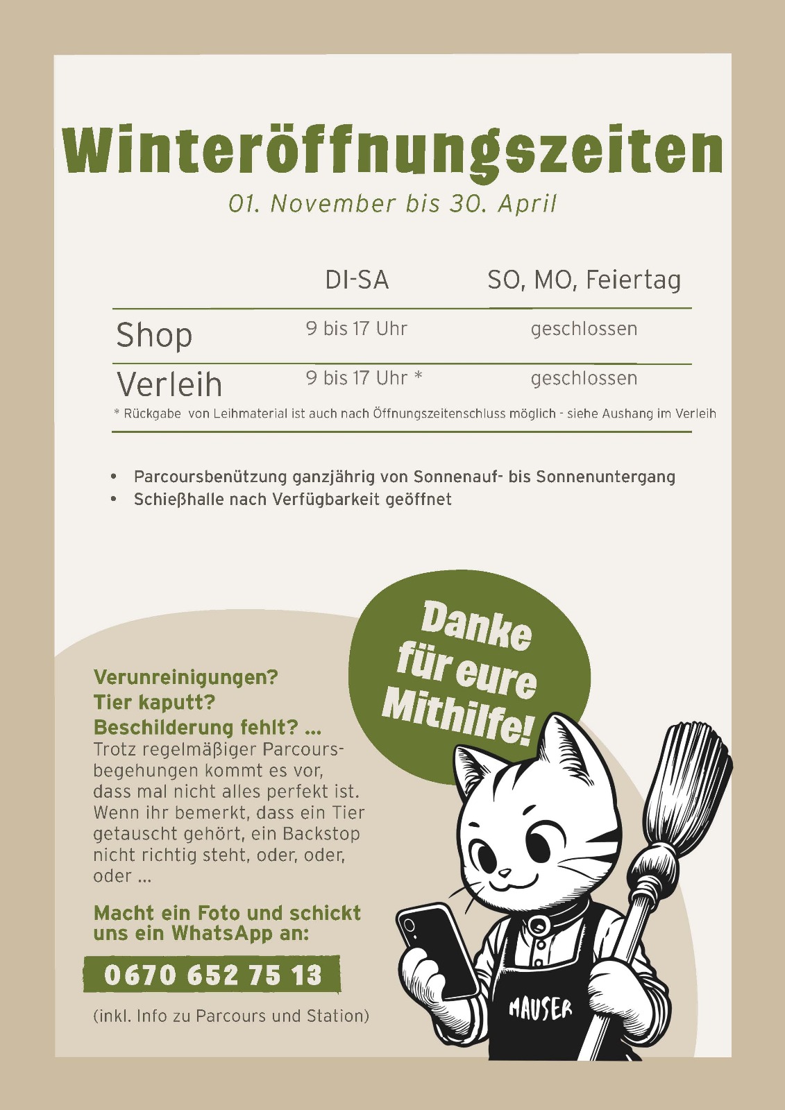 Winteröffnungszeiten